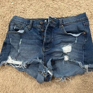 Celebrity Pink Blue Distressed Jean Shorts